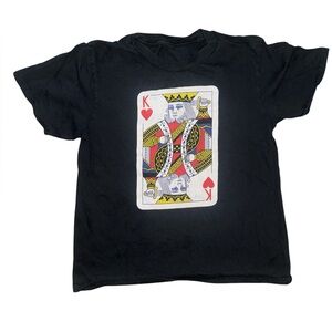 Black T-Shirt with King of Hearts Graphic Boys Size 7 Years Old Lucky Kings Tee